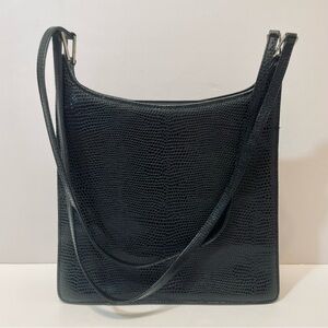 Stuart Weitzman Black Textured Leather Shoulder Bag EUC
